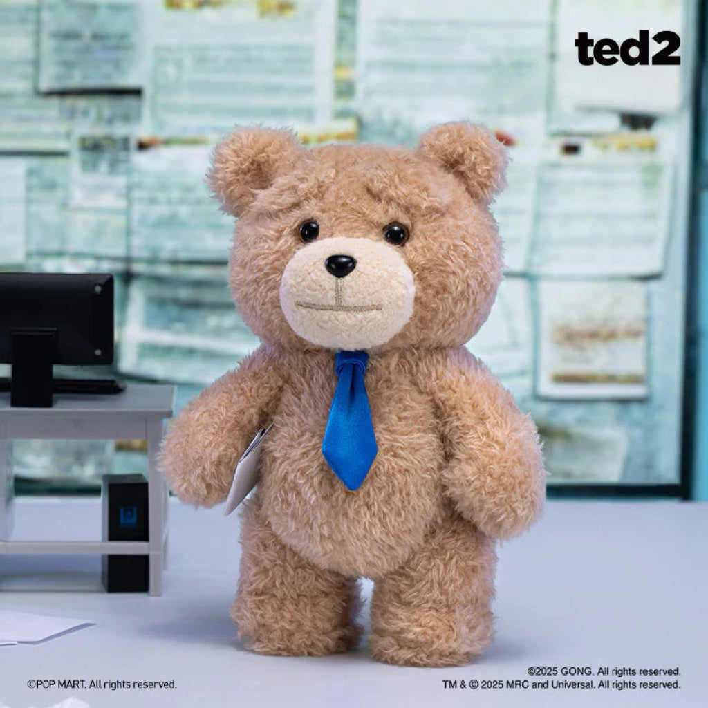 POPMART Ted2 Teddy Bear Action Plush Pendant Bagcharm Keychain Party Raincoat Bow tie vest necktie