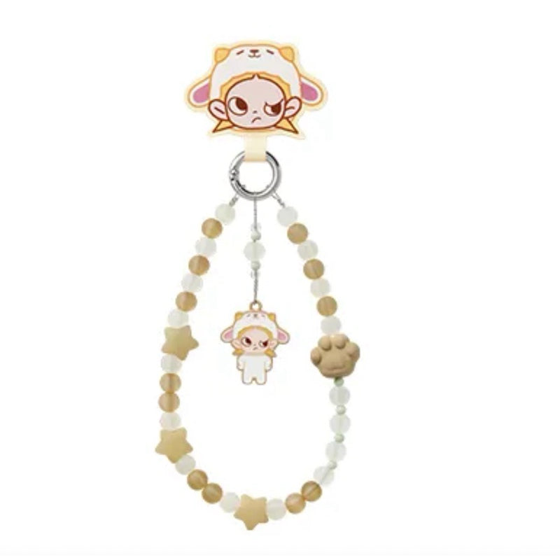 POPMART POPBEAN Pajama Party  Phone Chain Pino Kubo Molly Pucky Crybaby Hacipupu Dimoo Labubu Hirono