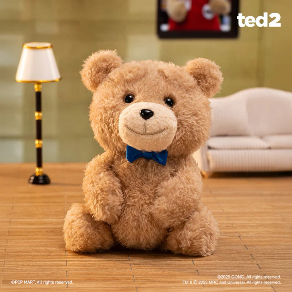 POPMART Ted2 Teddy Bear Action Plush Pendant Bagcharm Keychain Party Raincoat Bow tie vest necktie