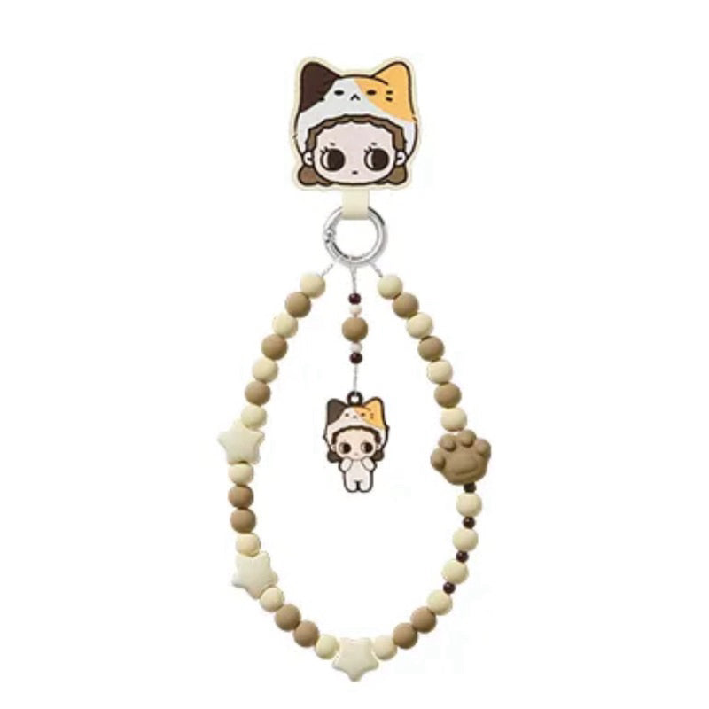 POPMART POPBEAN Pajama Party  Phone Chain Pino Kubo Molly Pucky Crybaby Hacipupu Dimoo Labubu Hirono