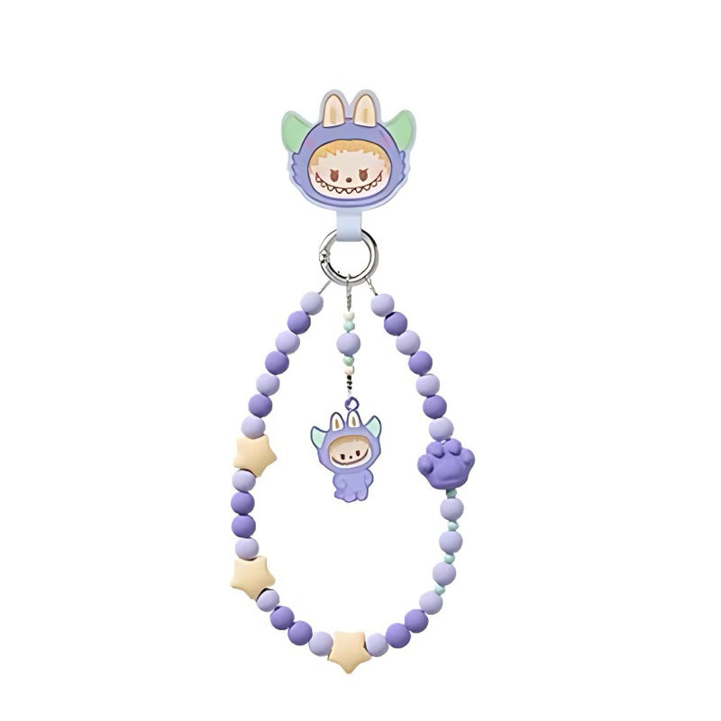 POPMART POPBEAN Pajama Party  Phone Chain Pino Kubo Molly Pucky Crybaby Hacipupu Dimoo Labubu Hirono