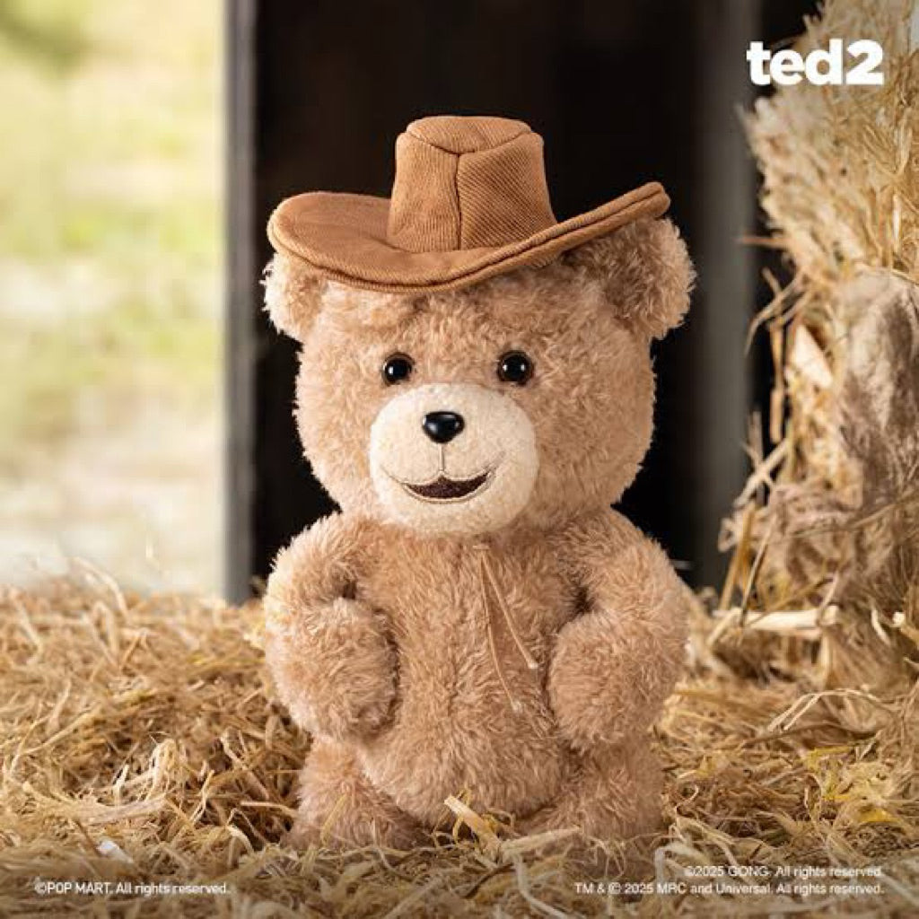POPMART Ted2 Teddy Bear Action Plush Pendant Bagcharm Keychain Party Raincoat Bow tie vest necktie